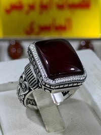 خاتم • عقيق يماني كرزي • صياغة بحرينية