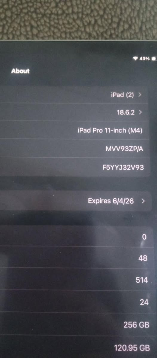 ايباد M4 (11انج) نضيف جدا بعدة بالضمان
بطارية 90 يقرأ بالفحص 91
ماداخل تصليح نهائيا او مفتوح 
تاخذة ع فحص 
الملحقات كارتونه فقط


**إذا كنت صاحب هذا الإعلان وتريد حذفه لأي سبب، رجاءا أرسل رسالة إلى الدعم الفني**