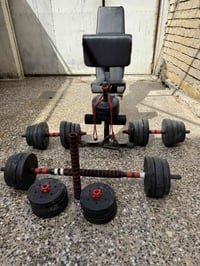 مصطبه كل التمارين بيها صدر ضهر تراي كيل رجل بالاضافه لحبل واشناو ودمبل...