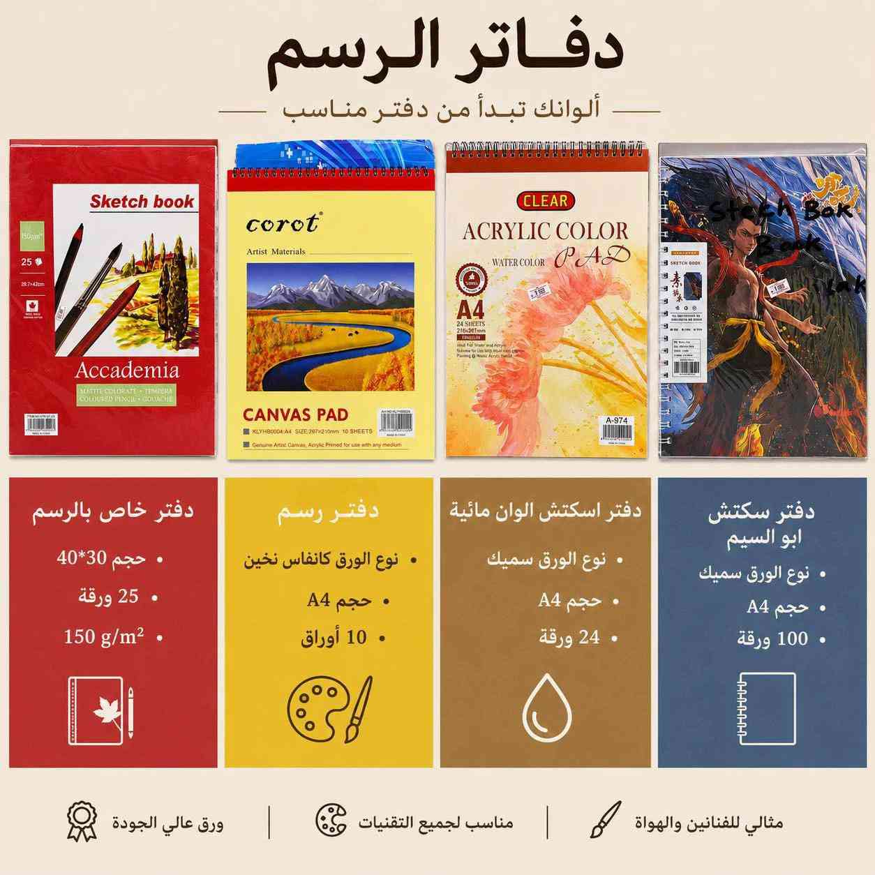🎨✨ أطلق العنان لإبداعك مع تشكيلة الرسم المتكاملة! ✨🎨 نوفر لكم مجموعة مميزة من لوحات الكانفاس بأحجام مختلفة، مع ألوان الأكريلك الزاهية ومختلف أنواع الألوان المناسبة للرسم والتلوين لجميع الأعمار والمستويات. 🖌️ لوحات كانفاس عالية الجودة للرسم الاحترافي والهوايات 🎨 ألوان أكريلك بألوان غنية وتغطية ممتازة     ألوان خشبية، باستيل، شمعية ومجموعة متنوعة من مستلزمات الرسم ✨ مناسبة للطلاب، الهواة، والفنانين المحترفين 💡 مثالية للمشاريع الفنية، الديكور، والهدايا الإبداعية حوّل أفكارك إلى لوحات فنية مميزة بأدوات تجمع بين الجودة والسعر المناسب. 📍 متوفر لدينا العديد من الأحجام والأنواع المختلفة 📩 راسلونا للاستفسار عن الأسعار والتفاصيل 📍العنوان :  بغداد-السيدية-شارع الضباط- مقابيل كلشي  وكلاشي- مجاور مكتب نزار للعقار داخل الفرع  🤳للاستفسار الاتصال على الرقم *********** 🚚تتوفر خدمة توصيل  5000 لجميع محافظات العراق #لوحات_كانفاس #ألوان_أكريلك #مستلزمات_الرسم #رسم #فن           🎨✨
