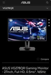 شاشة ASUS • ٢٧ إنج • ١٦٥هرتز