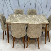 طاولة خشب • ٦ كراسي • سلايد ١٦٠-١٧٠