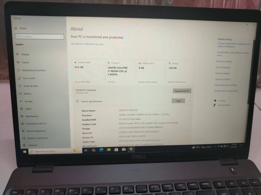 لابتوب ديل للبيع كورد 7 الجيل 9
رام 16 
هارد 256   ssd m2
المعالج فئة H
كارت الشاشة خارجي Nvidia p620 (4 كيكا)
كارت شاشة داخلي ( 8 كيكا)
المجموع الكلي (12 كيكا)
  حجم الشاشة 15.6
كيبورد ضوئي 
ينفتح 180 درجة 
البرامج الهندسية والعاب
معه شاحنة اصلية
السعر 500 الف


**إذا كنت صاحب هذا الإعلان وتريد حذفه لأي سبب، رجاءا أرسل رسالة إلى الدعم الفني**