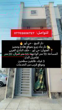 فرصة للبيع – حي أور 🔥 🏡 دار بناء زيرو بموقع هادئ ومميز 📍 العنوان: حي أ...