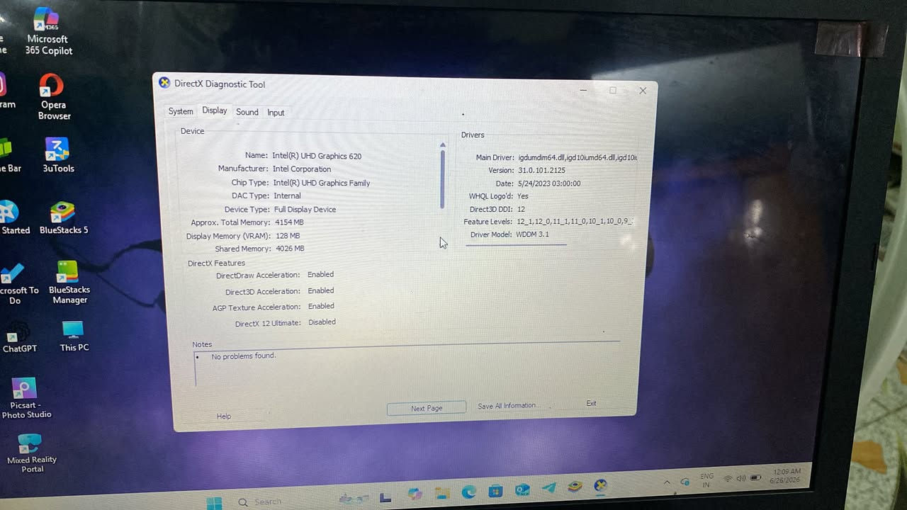 لابتوب acer 
intel
CORE 15
8th Gen
Approx. Total Memory: 4154MB
Display Memory (VRAM): 128 MB
Shared Memory: 4026 MB
Intel(R) Core(TM)
i5-8250U CPU 
1.60GHz
السعر 250 وبيها مجال 
للتواصل بي واتساب  *********** العنوان بغداد الحسينيه مال راشديه
