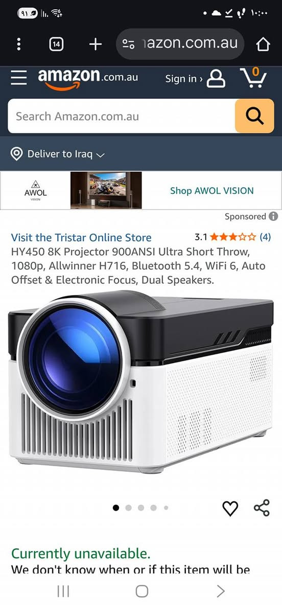 داتا شو hy450 تبعد عن الحايط مترين تعرض حجم ٣ متر او اكثر بدقه عاليه
السطوع: 900 ANSI لومن.

دقة العرض: يدعم دقة تصل إلى 8K.

المميزات: تقنية الرمي القصير جداً (Ultra Short Throw) ونسبة إسقاط 0.6:1.

نظام التشغيل: يعمل بنظام أندرويد 11، ويدعم واي فاي 6 (WiFi6) وبلوتوث 5.4.


**إذا كنت صاحب هذا الإعلان وتريد حذفه لأي سبب، رجاءا أرسل رسالة إلى الدعم الفني**