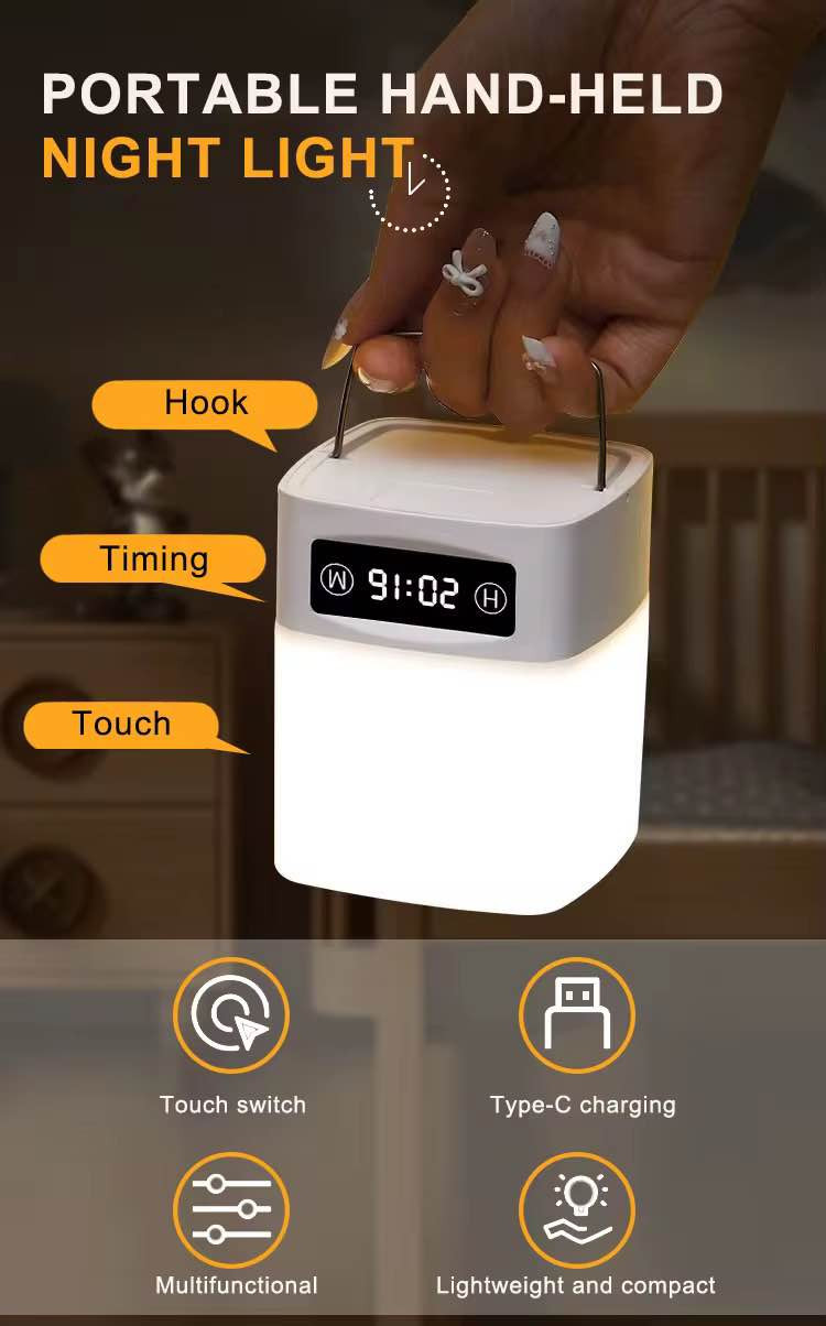 ضوء ليلي محمول باليد
الميزات الرئيسية: يتميز هذا المصباح الليلي بأنه محمول باليد ويعمل بلمسة زر، وله خاصية مؤقت، وشاشة عرض رقمية تُظهر الوقت في الصورة).
الشحن: يمكن شحن الجهاز باستخدام منفذ شحن من النوع C (Type-C).
الوظائف: هو مصباح متعدد الوظائف، خفيف الوزن وصغير الحجم، ويمكن استخدامه كمصباح يدوي محمول أو كمنبه.
الاستخدام: يمكن استخدامه في غرف النوم أو أثناء التخييم. 
(الارتفاع 9 سم —العرض 7 سم ) بغداد, العراق


**إذا كنت صاحب هذا الإعلان وتريد حذفه لأي سبب، رجاءا أرسل رسالة إلى الدعم الفني**