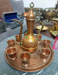 ابريق مغربي مرصع • صينية وفناجين • تعاليق حائط ٢٠ سم