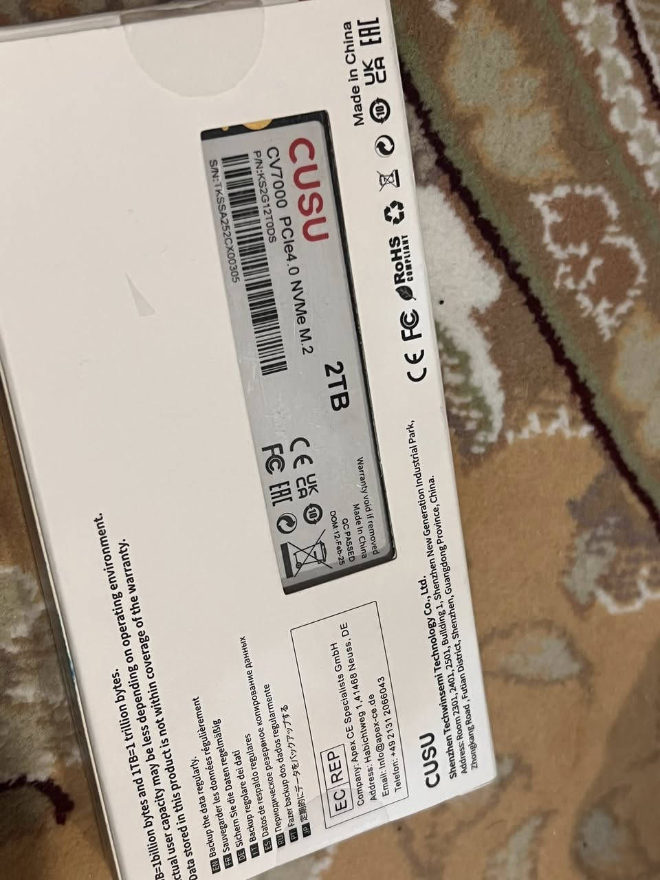 هارد ماركة cusu حجم 2TB سرعة ٧٢٠٠ 
جديد لوك سعر ب ٢٤٥ الف مع التوصيل 
*********** واتساب ✅
