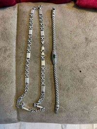 زنجيل وسوار • فضة ايطالي مختوم • ١١٠غ