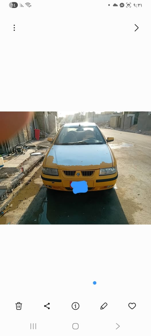 السلام عليكم سيارة سمند للبيع موديل 10 كير محرك ياباني 1600بيكاتشو مصفرة هيئة وغرامات مكان البلديات رقم تلفون ***********
