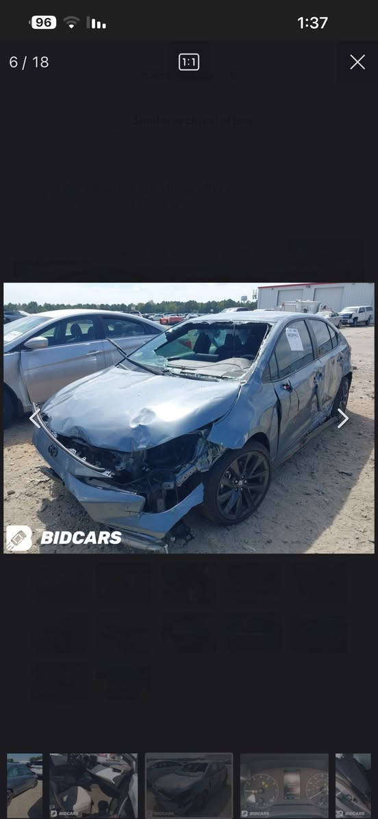 كورلا 2024 محرك 1800 se  للبيع حادثها بصور رقم ديالى *********** سعر 140 بيها مجال
