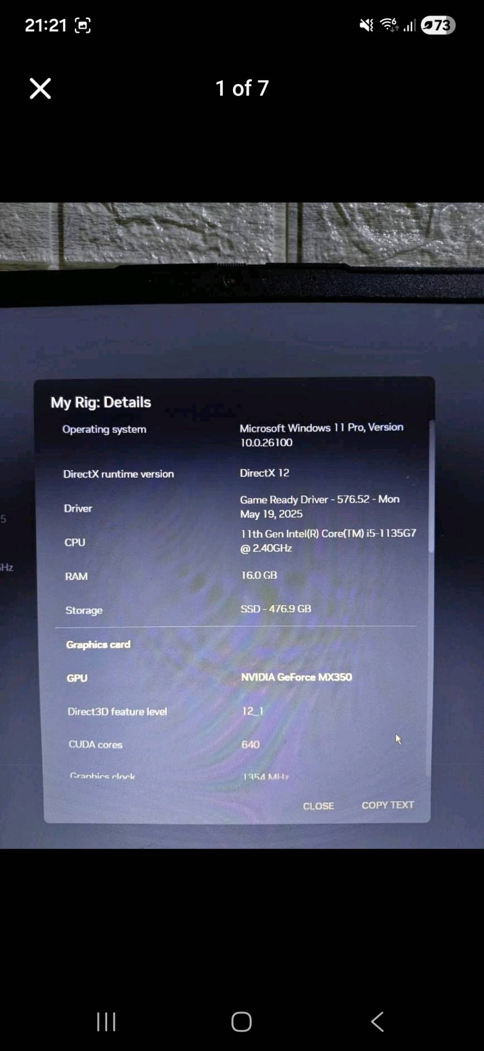 لابتوب العاب متوسطه

لابتوب ختمت عليه Elden Ring ولعبت Resident Evil 4 Remake 

 و Hollow knight و Cuphead بدقة 1080 ,60fps
تشغل العاب المتوسطة بسلاسة وبعض الالعاب القوية 
وهم تشغل Gta V

مواصفاته 

لابتوب Lenovo 
نظام Windows 11
DirectX 12
المعالج - I5 1135G7
كرت الشاشة - Nvidia GeForce Mx350 
الرام - 16gb (8×2) 3200
الشاشة - 15.7 Full Hd 1080×1920
الذاكرة - 512 Ssd 
شاحنة سريعة 65 واط 
بطارية تدوم ساعتين ونص او 3 ساعات تصفح ويمكن اكثر حسب استخدامك

بالاضافة لستاند ومروحة وياه تنربط USB