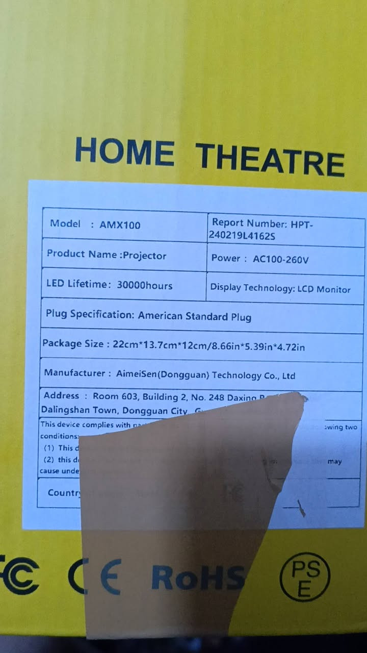 داتاشو 25 على اول تم ✔️
الاسم: Home Theatre
الموديل: AMX100
النوع: بروجكتر (Projector)
تقنية العرض: LCD
عمر العدسة  LED: حوالي 30,000 ساعة
الطاقة: AC 100–260V


**إذا كنت صاحب هذا الإعلان وتريد حذفه لأي سبب، رجاءا أرسل رسالة إلى الدعم الفني**