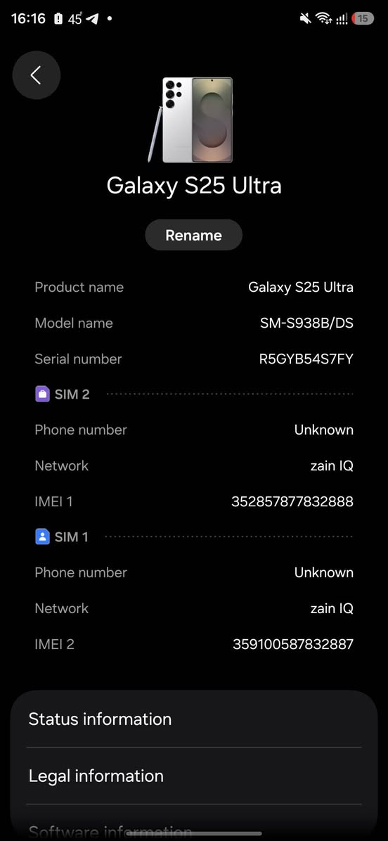 📱 Samsung Galaxy S25 Ultra
• شاشة Dynamic AMOLED 2X بحجم 6.9 إنش ودقة QHD+ مع 120Hz.
• معالج Snapdragon 8 Elite الرائد.
• ذاكرة عشوائية (RAM) تصل إلى 12GB.
• سعة تخزين 256
• كاميرا رئيسية 200MP مع زوم احترافي.
• بطارية 5000mAh مع شحن سريع.
• قلم S Pen مدمج.
• هيكل تيتانيوم ومقاومة للماء والغبار IP68.
• النجف حي ابو طالب


**إذا كنت صاحب هذا الإعلان وتريد حذفه لأي سبب، رجاءا أرسل رسالة إلى الدعم الفني**