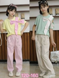 طقم بناتي بنطلون كتان بدي قطن خامه ممتازه كوالتي عالي قياسات من 6سنه ل...