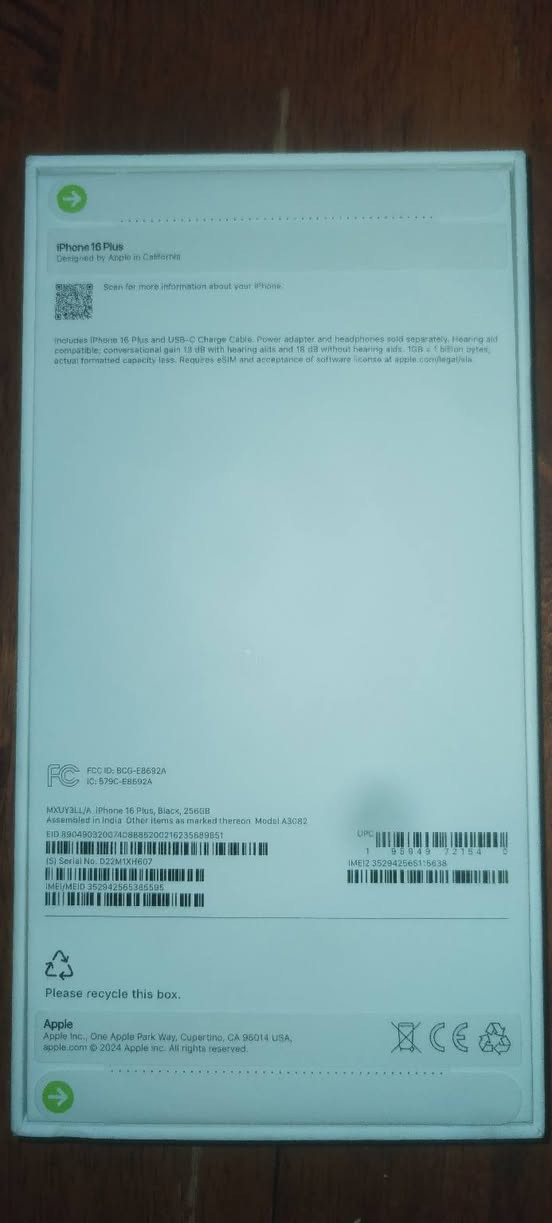 السلام عليكم اجاني هذا الموبايل هديه من امريكيا 16 بلاص 256 جديد ما مفتوح وهاي الصور مع الفاتوره طبآ الضريبه مدفوعه رايد ابيعه ***********
