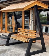 مرجوحة حدائق فخمة ✨ تصميم أنيق يجمع الخشب الطبيعي مع الحديد المتين ✨ ت...