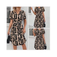 شي إن كلاسي • فستان كتف • نقش هندسي