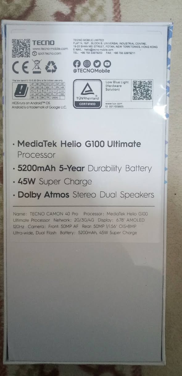 تكنو كامون 40برو
ذاكرة 256
ما مفتوح من الكارتون 
 *********** بصرة
