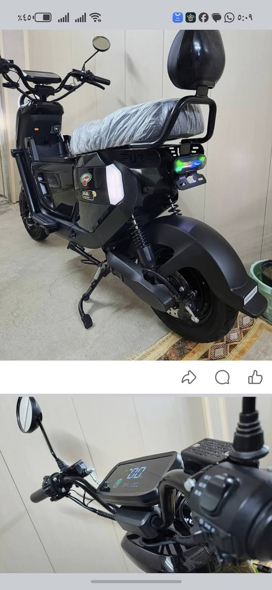 السلام عليكم دراجة جديدة جدا بعدها أخت الزيرو ملف ١٥٠٠ بطارية ليثيوم 
السعر ٥٥٠ ألف قفل قفل 
***********
