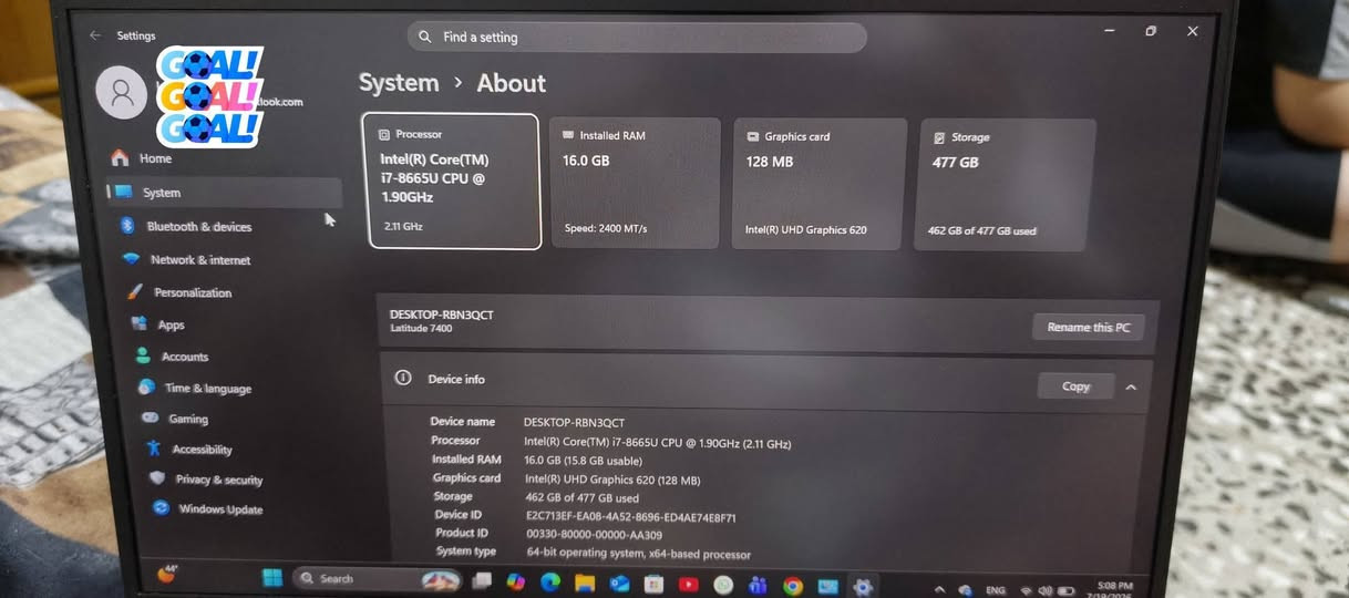 للبيع:
لابتوب  Dell Latitude 7400  (جيل الثامن) للبيع 

المعالج core I7 8665U (الجيل الثامن)
الرام  (ddr4)  حجم 16GB    قابل للتطوير
الهارد (Ssd)   حجم 512 ssd m.2  من اسرع انواع الهاردات
كرت الشاشه  (Intel uhd 620)  حجم8 GB
الشاشه حجم 14.1 انج ضد التوهج  والانعكاس و بدقة 1080×1920 تفتح 180 درجة
نظافة تصل الى 98% 
بصمة اصبع لفتح الابتوب للحماية+بصمة وجه للحماية
باتري ليثيوم 6 خلايا شحن سريع 90W واط وشاحنته الاصليه 
  كيبورد ضوئي ليزري وبيهه منفذ تايب سي ورام وسيم كرت وكامره دقة 1080 الحاسبه مستخدمه شي قليل شخط واحد ‏ مابيه
بطارية 5 ساعات او اكثر وحسب الاستخدام 
 بطارية قوية 🔋
وزن الابتوب خفيف ومناسب للتنقل 1.35 kg
  ‏+
  ‏هدية 🎁
(+ماوس+شاحنة اصلية 90W شحن سريع)
+++
هدية مع الابتوب 
 +العاب مثل مموضح بلصور فيفا وبيس و gta 5 عربيه
  ‏+
برامج

Microsoft office 2025
AUTOCAD 2024
PHOTOSHOP 2024
وافق ادمن ❤️ ❤️ 

السعر 400 الف وبي مجال بسيط

رقمي للتواصل ***********
