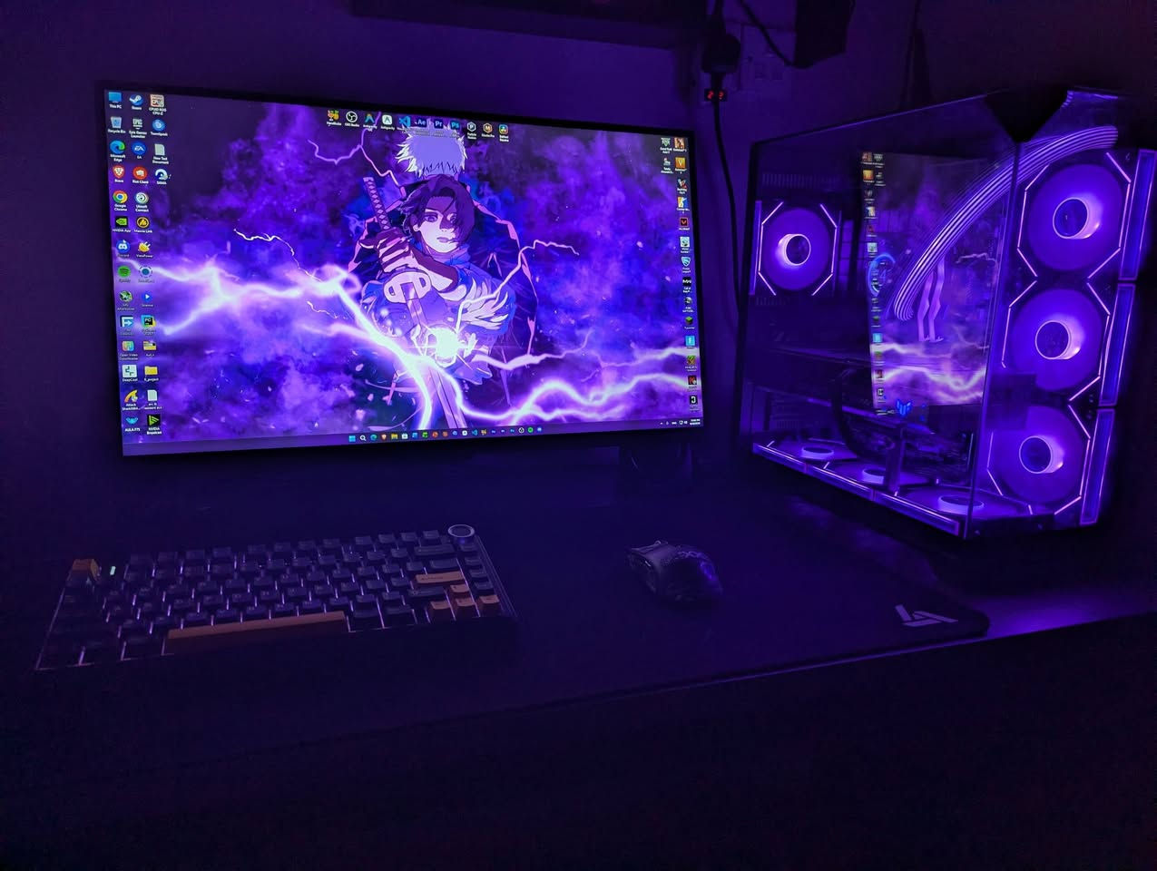 السلام عليكم سيت اب كامل 
ال pc High end + شاشة 2K ips 180hz + يو بي اس UPS + و ماوس و ماوس باد + كيبورد 

مواصفات PC 

GPU : Asus TUF Gaming RTX 5070 12GB GDDR7

CPU : INTEL I7 13700K

COOLER : SAMA SM360MM DISPLAY LCD ARGB

M.B : ASUS TUF GAMING B760-PLUS WIFI + BLUETOOTH

RAM : DELTA ASUS TUF Gaming RGB DDR5 32GB (2*16) 6000Hz

M.2 NVME : LEXAR 1TB 

PUS : FSP VITA GM 850W 80 PLUS Gold Fully Modular PCIe 5

CASE : GAMEMAX INFINITY PRO 7 FANS ARGB WITH HUB FAN

يو بي اس UPS FARBER 2500VA 

شاشة SAMSUNG G5 LS27 حجم 27 flat و دقة 2K و بنل IPS و 180Hz

ماوس وايرلس Attack shark X6 WIRELESS

كيبورد وايرلس AULA F75 Mechanical WIRELESS

الpc نظيفة و استخدام قليل

ابيع كامل 
سعر 3 ملايين و 200 الف

مكاني بغداد


**إذا كنت صاحب هذا الإعلان وتريد حذفه لأي سبب، رجاءا أرسل رسالة إلى الدعم الفني**