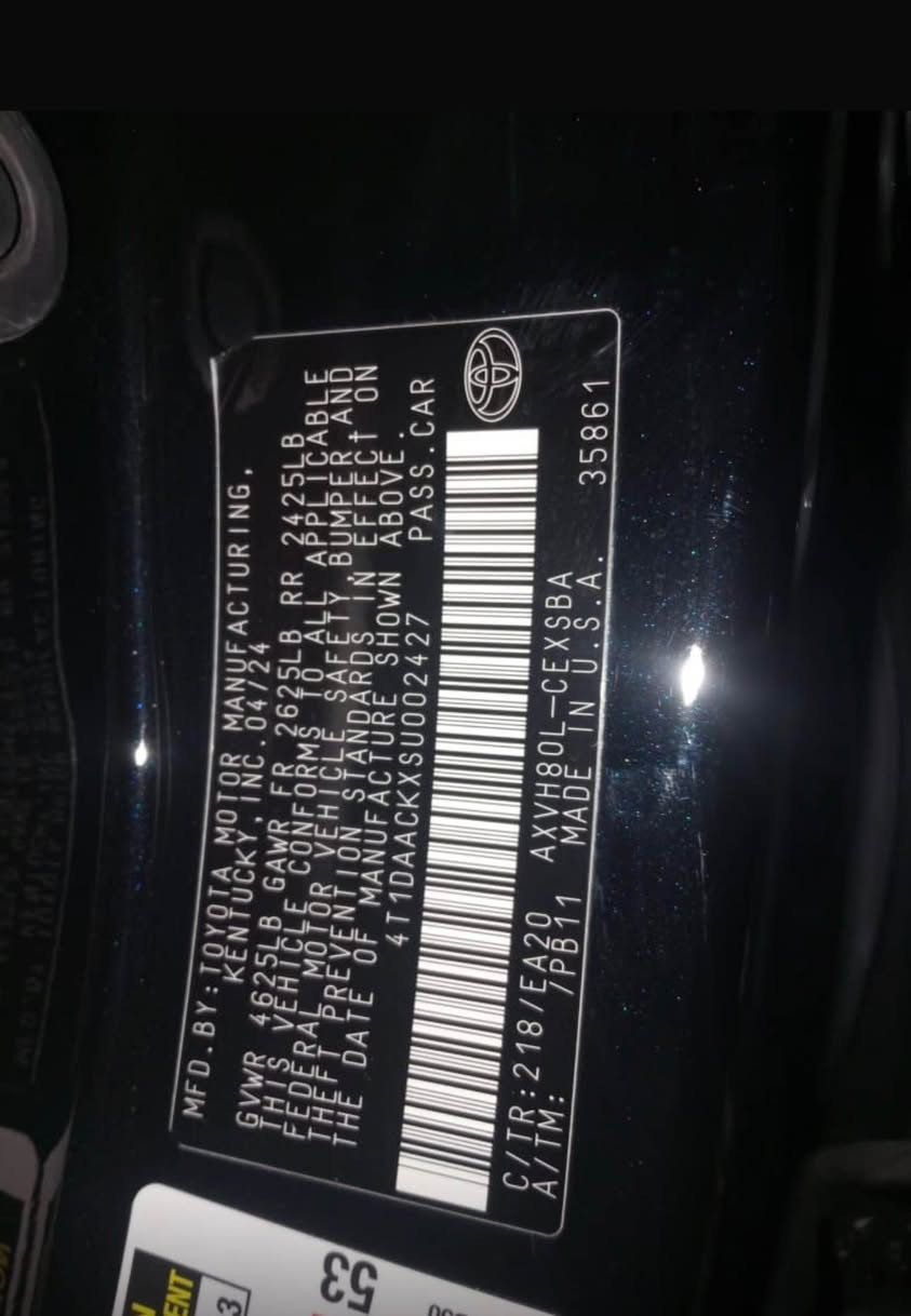 كوردى/عربى
تويتا كاميرى 2025 فول مواسةفات
مواسةفات ئةمريكى
رةنگى رةشى قەتران
ماوەى رؤشتن 6هةزار
حةجمى مةكينە 2.5 هايبرد
تيبينى/جاملغ گؤراوه نيو بونيت سبوغه
بي ئرباگ 
مواسةفات/ فول
سلايت
گئج اليكترؤنى
شاشە لةمس
شةحن وايەر ليس
كاميرا
بةسمە
هاند بريك بةسمە
ئؤتؤ هولد
ئؤتؤ ستوب 
رادار و حةساس  360 دەرەجە
سوكان هيتەر
 نرخ/239
كاتى سليمانى 90رؤژى ماوه بؤ ژماره كردن

عربى/تويوتا كامري (SE) پلاس موديل : 2025

وارد : امريكي

اللون :  اسود

عداد المسافة : 6 الف

حجم المحرك : 2.5L (4.سلندر) هايبرد

 ملاحظة السيارة : السيارة جاملغ  نص بونيت صبغ دواخل مابي شخط

كافة الايرباكات سليمة %100

المواصفات فول 
كيج الكتروني
شاشة لمس
شحن واير ليس
كاميرا
بصمة تشغيل 
هاند بريك بصمة
اوتو هولد (𝐀𝐔𝐓𝐎 𝐇𝐎𝐋𝐃)
اوتو ستارت (𝐀𝐔𝐓𝐎 𝐒𝐓𝐀𝐑𝐓)
اوتو ستوب (𝐀𝐔𝐓𝐎 𝐒𝐓𝐎𝐏)
رادار امامي (تحديد مسار)
‏‎رادار جانبي (نقاط عمياء)
‏‎رادار خلفي (التحذير من الاصطدام)
‏‎حساسات امامي
‏‎حساسات جانبي 
‏‎حساسات خلفي 
نظام (𝐄𝐂𝐎)
نظام (𝐍𝐎𝐑𝐌𝐀𝐋)
نظام (𝐒𝐏𝐎𝐑𝐓)
مانع انزلاق+𝐀𝐁𝐒
تحكيم استيرن
كشنات اسود
السعر:239
كاتي سليماني90يوم باقي للرقم

*********** كركوك, العراق
