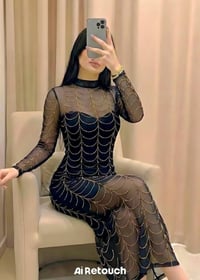 فستان نسائي    شيفون مع تطعيم كرستال مع بطانه مطاط  شرط الفحص  فري ساي...