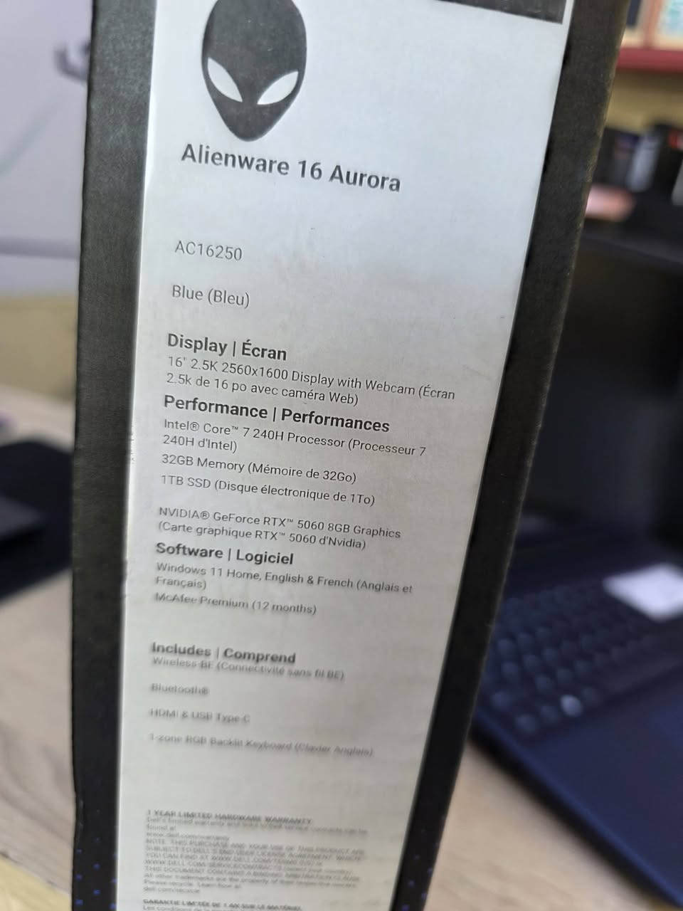 Laptope Nwe kaps جدید لابتوب
1350$
Alienware 16 Aurora
Core 7-240H
Ram 32 GB DDR5
Hard 1 TB SSD
Screen 16 inch
2.5K - 120Htz
RTX 5060-8GB

لاپتۆپی نوێ کەپس 
No Active


**إذا كنت صاحب هذا الإعلان وتريد حذفه لأي سبب، رجاءا أرسل رسالة إلى الدعم الفني**