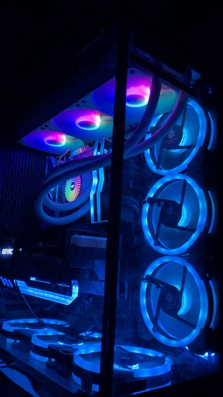 1-Core i9 10900 CPU
2-Ram- 24 GB /T.Force
3-SSD 256/HHD 1T
4-Asus Mainboard ROG STRIX
Z590-A GAMING WIFI

5-GPU- RTX 4060 8Gb Ge Force
6 Fan RGB 
Coler 3 fan RGB (DrakFlash)
NVME 1000
—
Moniter (2)
165 hz /27 / msi
144 hz /32/
—
Kebord 
Akko 
Black&Silver 5075B Plus
———
كورسيك - كاميره -هيدسيت-ماوس-سپيكر-مايك-بات ماوس ئ(ارجيبى)🎁
(***********)
950

