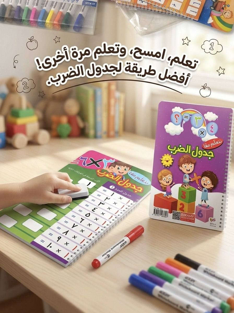 المجموعة التعليمية المتكاملة لتأسيس طفلك صارت جاهزة! 🤩✨
لأن التأسيس الصح يحتاج أدوات صح، وفرنالكم السلسلة الذكية (اكتب وامسح) اللي تجمع بين متعة اللعب وجودة التعلم:
📘 دفتر الحروف العربية
📙 دفتر الحروف الإنجليزية
📗 دفتر جدول الضرب
✔️ ميزة المسح وإعادة الكتابة تخلي الطفل يتدرب براحته وبدون ملل أو خوف من الخطأ.
✔️ ألوان وتصاميم جذابة تحبب الأطفال بوقت الدراسة.


**إذا كنت صاحب هذا الإعلان وتريد حذفه لأي سبب، رجاءا أرسل رسالة إلى الدعم الفني**