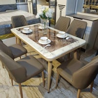 طقم سفرة • ٦ كراسي • سطح مرمر ثقيل