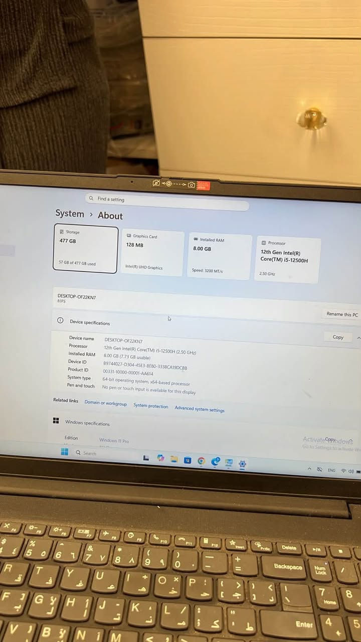 سلام عليكم
لابتوب lenovo للبيع

مواصفات :

- جيل 12

- cori 5

- 8 كيكا

سعر الجهاز : 450 وبي مجال

رقم : ***********
