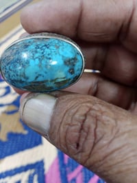 محبس فيروزج تم نيشابور اصلي بس الفضه عيار 800 ايراانيه حجم الحجر 4سنتم...