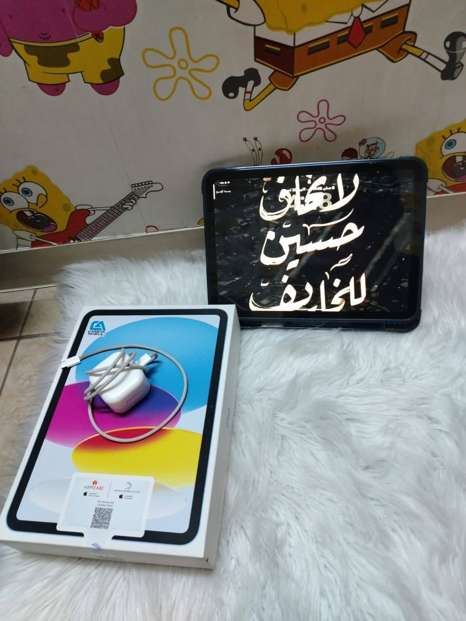 ايباد ابل 10 أصلي من شركه مستخدم ذاكره 64 عشوائية 4 نضافه 100٪ مع الكارتون الايباد والشاحنه الاصليه الي تجي مع الكارتون وآلحافضه الاتصال ***********
