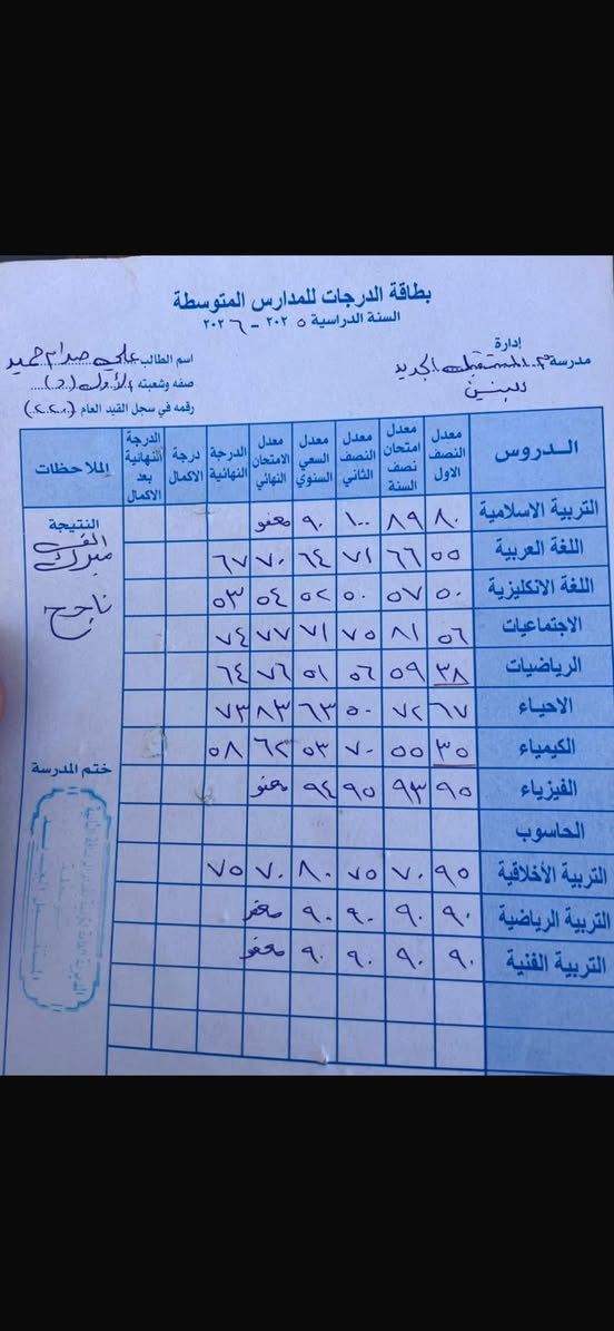 إعلان تدريس خصوصي (ودورات تقوية للطلاب المكملين الدور الثاني)
وأيضاً (دورات تقوية لطلاب المراحل القادمة)

ابتداء من ١/٦

أعلن بعون الله عن إعطاء دروس خصوصي

 للمراحل الابتدائيه  والمتوسطه

بنظام الحقيبه  الكامله

ونظام الدروس المفرده 

🔹 شرح مفصل لجميع المواد

🔹متابعة الدروس والواجبات 

🔹متابعة و الاختبارات 📝 

_دروس تقوية وتعليم وتهجي📝

_تقويةوفهم ومتابعة  للمراحل القادمة📝

✨ العنوان 

العبيدي شارع المحافظ ***********
