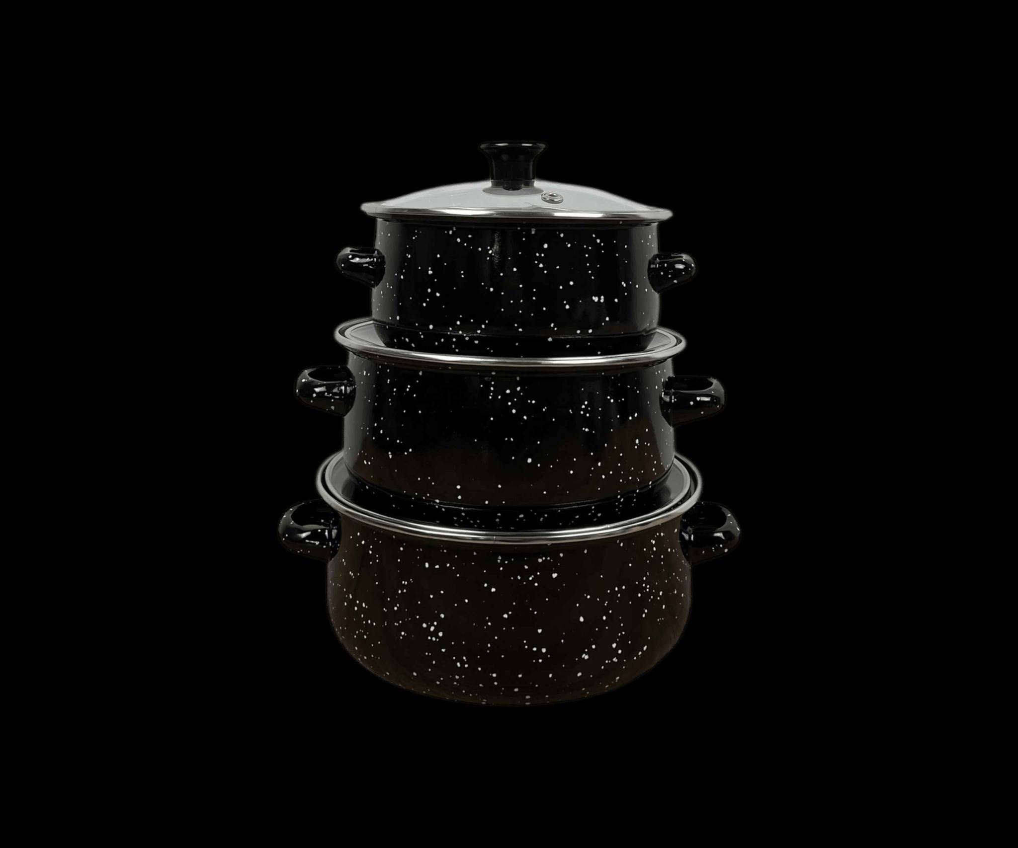 سيت قدور طبخ إيناميل ثلاثي مع أغطية زجاج

الاستخدامات

طهي الشوربات، المرق، الرز، والمعكرونة.

تحضير اليخنات والأطعمة اليومية بكميات مختلفة.

مناسب للاستخدام اليومي في المطبخ المنزلي.

مثالي للعائلات الصغيرة والمتوسطة.

المميزات

سيت مكوّن من 3 قدور بأحجام مختلفة لتغطية جميع احتياجات الطبخ.

مصنوع من معدن مطلي بطبقة إيناميل مقاومة للحرارة وسهلة التنظيف.

أغطية زجاجية شفافة مع فتحة بخار لمتابعة الطهي دون رفع الغطاء.

توزيع متوازن للحرارة يساعد على طهي متجانس.

مقابض جانبية متينة لسهولة الحمل والاستخدام.

تصميم منقّط أنيق باللون الأسود يناسب جميع المطابخ.

المقاسات:

- الكبير: قطر 20 سم – ارتفاع 9 سم
- الوسط: قطر 18 سم – ارتفاع 8.5 سم
- الصغير: قطر 16 سم – ارتفاع 8 سم

قياس الكارتون: 20 × 20 × 17 سم

محتويات الصندوق

قدر كبير قطر 20 سم + غطاء زجاجي.

قدر وسط قطر 18 سم + غطاء زجاجي.

قدر صغير قطر 16 سم + غطاء زجاجي.

الملاحظات

مناسب لمعظم أنواع المواقد المنزلية.

يُفضّل استخدام أدوات خشبية أو سيليكون للحفاظ على طبقة الإيناميل.

لا يُنصح بتعريض القدر لصدمة حرارية مباشرة (من حرارة عالية إلى ماء بارد).

يُغسل قبل الاستخدام الأول. المدينة, البصرة


**إذا كنت صاحب هذا الإعلان وتريد حذفه لأي سبب، رجاءا أرسل رسالة إلى الدعم الفني**