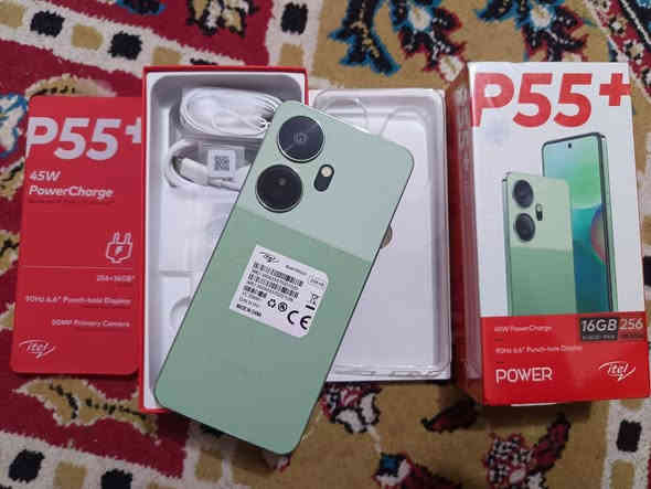 ايتل p55+بلاص
جديد جديد غير مستخدم فقط نفتح من الكارتون وتعرب
نسخة الجلد 
ذاكرة 256 
عشوائية 16
بطارية 5000 ملي امبير
شحن سريع 45 واط كامل ملحقات
السعر 200 وبي مجال قليل شراي اتصل
***********
