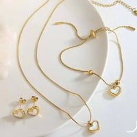 سيت القلب الأبيض • قلادة سوار تراچي • ما يصدأ