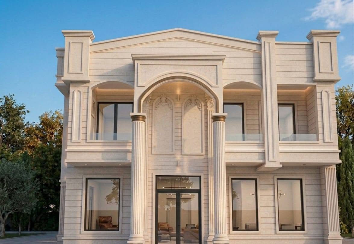 بعد الإشراف المستمر والعمل الدؤوب، نـُشارككم النتيجة النهائية لدار السيد (خميس محمود عناد - أبو عمر) المحترم.
​.... أبعاد المنزل: 13.85م × 17.70م
..... الطراز المعماري: نيو كلاسيك (Neoclassical) ساحر يدمج بين عراقة الأعمدة  والزخارف الطولية، مع لمسات عصرية عبر الواجهات الزجاجية الواسعة والإضاءة الجدارية المخفية التي تبرز جمالية الحجر.
​....... التوزيع الداخلي الذكي الموزع على طابقين:
​الطابق الأرضي: استقبال فخم بمدخل مستقل، صالة جلوس واسعة يتوسطها سلّم دائري حلزوني يضفي لمسة ملكية، مطبخ متكامل بنظام (حار/بارد)، وغرف نوم مريحة مع الخدمات.
​الطابق الأول: صالة إضافية، غرف نوم واسعة ملحقة بشرفات (بالكونات) ذات إطلالة مفتوحة، بالإضافة إلى مخزن وتراس خارجي كبير.
... ​الاهتمام بالتفاصيل واستغلال المساحات هو سر تميزنا.
للتواصل والاستفسار (واتساب / اتصال):
📞 ***********. 
​#تصميم_معماري #نيو_كلاسيك #تجهيز_وتنفيذ #مخططات_هندسية #واجهات_حجر #مخططات 
#المتابعين
