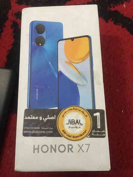 شاشة IPS LCD بحجم 6.74 بوصة بدقة 720 × 1600 بكسل ومعدل تحديث 90 هرتز.
يحتوي هاتف Honor X7 على نظام كاميرا ثلاثية في الخلف ، ويتألف من مستشعر رئيسي بدقة 48 ميجابكسل ومستشعر فائق السرعة بدقة 5 ميجابكسل ومستشعر ماكرو بدقة 2 ميجابكسل.ذاكرة الجهاز 128 والعشوائية 6 وسرعة الشاحن 22 واط
المعالج: ثماني النواة Snapdragon 680 تكنولوجيا 6 نانو
البطارية: 5000 مللي أمبير
بصمه الوجه شغاله 
بصمه اصبع جانبيه شغاله 
مبايل جديد 
سعرة: ١٢٠وبي مجال حك الجيه 
بغداد جديده رقمي ***********
