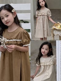 فستان كتان • مقاس ٣-٩ سنين • بابل الحصوه