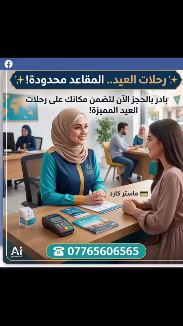 الي يحب يحجز يتفضل للشركة ويثب حجز لان المقاعد محدودة على رحلات العيد
او عن طريق الزين كاش او الماستر 
☎️***********
