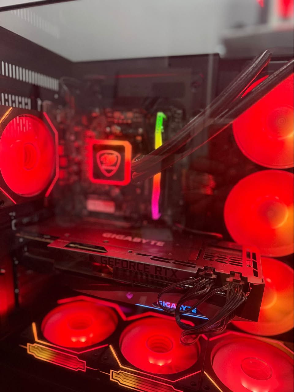 Gpu :rtx 3080 ti gigabyte 12gb 3*fan 
Cpu :R5 7600
Ram :16 GB T force 6000mhz nwe 
Bord :b650m-pro msi 
Cooler :liquid cooler 3 fan 360 mm cougar nwe 
Hard :512 m.2 ssd 
Power suplly : xigmatek 850 +80 plus gold 
Case :3* shasha nwe 

کەیسێکی گەیمینگی زۆر زۆر بەهیز بۆ هەموو کارێک دەبێت بە تایبەت گەیمینگ و دیزاین 🔥
وەک نوێ وایە 
نرخی دوو ملیۆن 
سعر ملوینین 
گەیاندن بۆ هەموو شوێکێک هەیە 
***********
*********** أربيل, العراق
