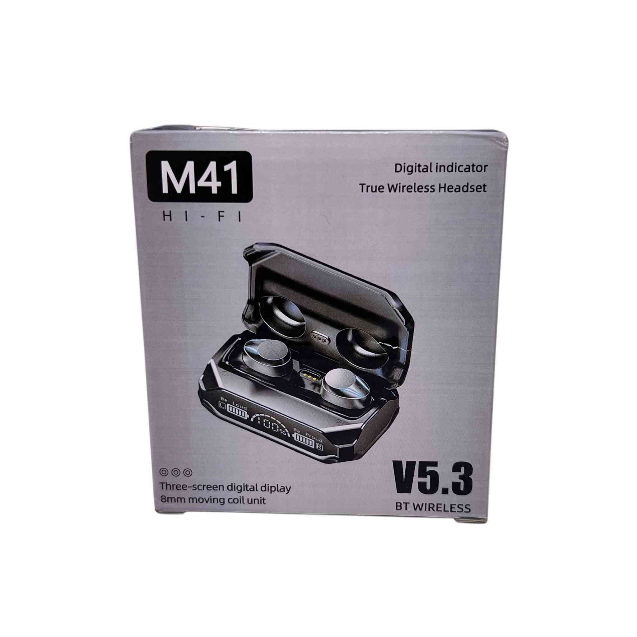سماعة أذن لاسلكية M41 Hi-Fi Bluetooth V5.3 مع شاشة عرض رقمية ثلاثية

• سماعة أذن لاسلكية True Wireless بتصميم مدمج مع علبة شحن مزودة بشاشة عرض رقمية ثلاثية لعرض حالة البطارية.

• تدعم اتصال Bluetooth V5.3 للاقتران مع الأجهزة المتوافقة.

• مزودة بوحدة صوت (Moving Coil) مقاس 8 مم.

• تدعم التحكم باللمس (Fingerprint Touch).

• تدعم المساعد الصوتي Siri Voice Call.

• مدى اتصال لاسلكي يصل إلى 10 أمتار في الظروف المناسبة للاستخدام.

• وقت تشغيل للموسيقى يصل إلى حوالي 5 ساعات لكل شحنة للسماعات.

• الموديل: M41
• النوع: True Wireless Headset
• إصدار البلوتوث: V5.3
• شاشة العرض: Three-Screen Digital Display
• حجم وحدة الصوت: 8 مم (Moving Coil Unit)
• مدى الإرسال: 10 متر
• وقت الشحن: حوالي ساعتين
• وقت الاستعداد: 280 ساعة
• تشغيل الموسيقى: حوالي 5 ساعات (Earbuds)
• ملفات الاتصال المدعومة: A2DP / HFP / HSP / AVRCP
• جهد الإدخال: 5V ⎓ 1A
• جهد الإخراج: 5V ⎓ 1A

محتويات العلبة:
• سماعتا أذن لاسلكيتان M41
• علبة شحن
• دليل الاستخدام بغداد, العراق


**إذا كنت صاحب هذا الإعلان وتريد حذفه لأي سبب، رجاءا أرسل رسالة إلى الدعم الفني**