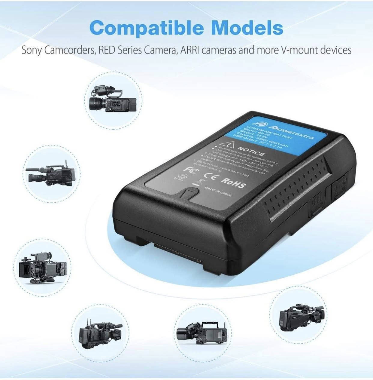 بطارية ليثيوم أيون من نوع V-Mount (V-Lock) تحمل العلامة التجارية Powerextra، وتحديداً الموديل BP-95.السعة والجهد: تتميز بسعة تبلغ 95 واط/ساعة (95Wh) أي ما يعادل 6600 مللي أمبير/ساعة (6600mAh)، وتعمل بجهد 14.8 فولت.المنافذ: تحتوي على مخرج USB بقدرة 5 فولت/2.1 أمبير لشحن الأجهزة الأخرى.الاستخدام: مصممة خصيصاً لتشغيل كاميرات الفيديو الاحترافية ومعدات التصوير (مثل كاميرات Sony Broadcast) التي تستخدم قاعدة V-Lock


**إذا كنت صاحب هذا الإعلان وتريد حذفه لأي سبب، رجاءا أرسل رسالة إلى الدعم الفني**