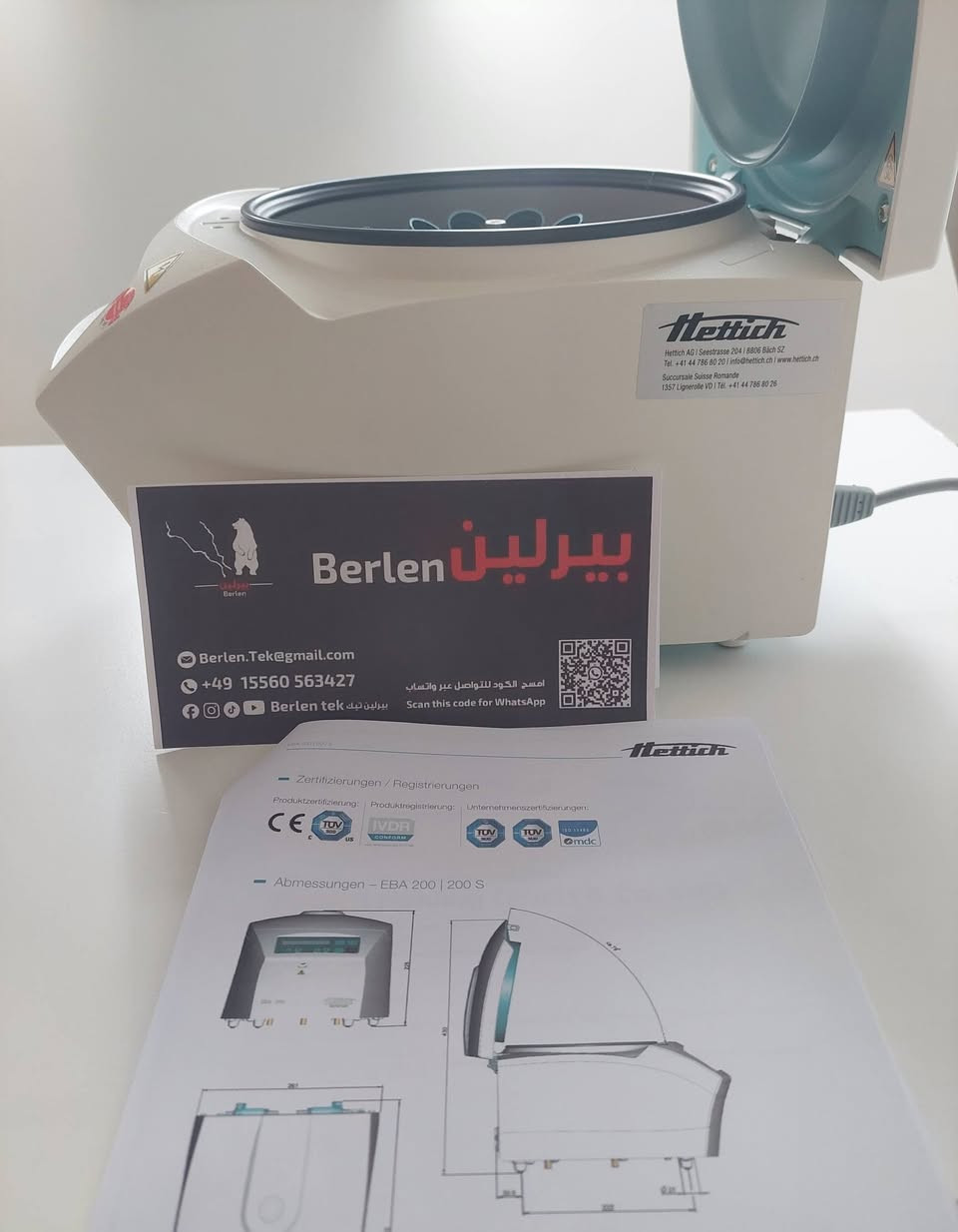 السلام عليكم
يتوفر سنترفيوج من ماركة هيتش الألمانية Eba 200

· سرعة 6000 دورة في الدقيقة.
· تيوب عدد 8 

جميع أجهزتنا مستوردة مباشرة من ألمانيا، بحالة ممتازة (كالجديدة)
مع شهادة المنشأ و الكتالوك

· الدفع بعد الاستلام والفحص مباشرة.
· في حال عدم الرضا، يمكن إرجاع الجهاز مع المندوب فوراً.

يتوفر أيضاً أنواع وأجهزة مختلفة، يرجى زيارة صفحتنا للمزيد من التفاصيل.

ومن الله التوفيق.

تحياتي


**إذا كنت صاحب هذا الإعلان وتريد حذفه لأي سبب، رجاءا أرسل رسالة إلى الدعم الفني**