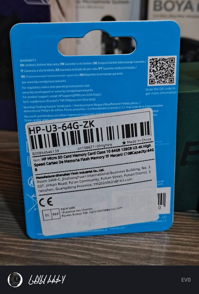 متوفر أصلي غير مستخدم  السعر 15
بطاقة ذاكرة HP 64GB MicroSDXC mx330
السرعة: فئة 10 (Class 10) مع سرعة قراءة تصل إلى 100 ميجابايت/ثانية.           4K. U3 V30


**إذا كنت صاحب هذا الإعلان وتريد حذفه لأي سبب، رجاءا أرسل رسالة إلى الدعم الفني**