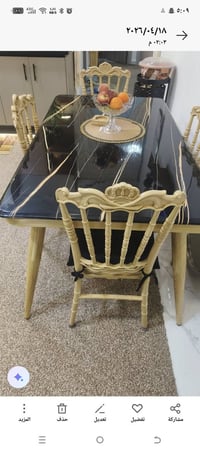ميز طعام مرمر • ١٤٠×٨٠ • مع كراسي